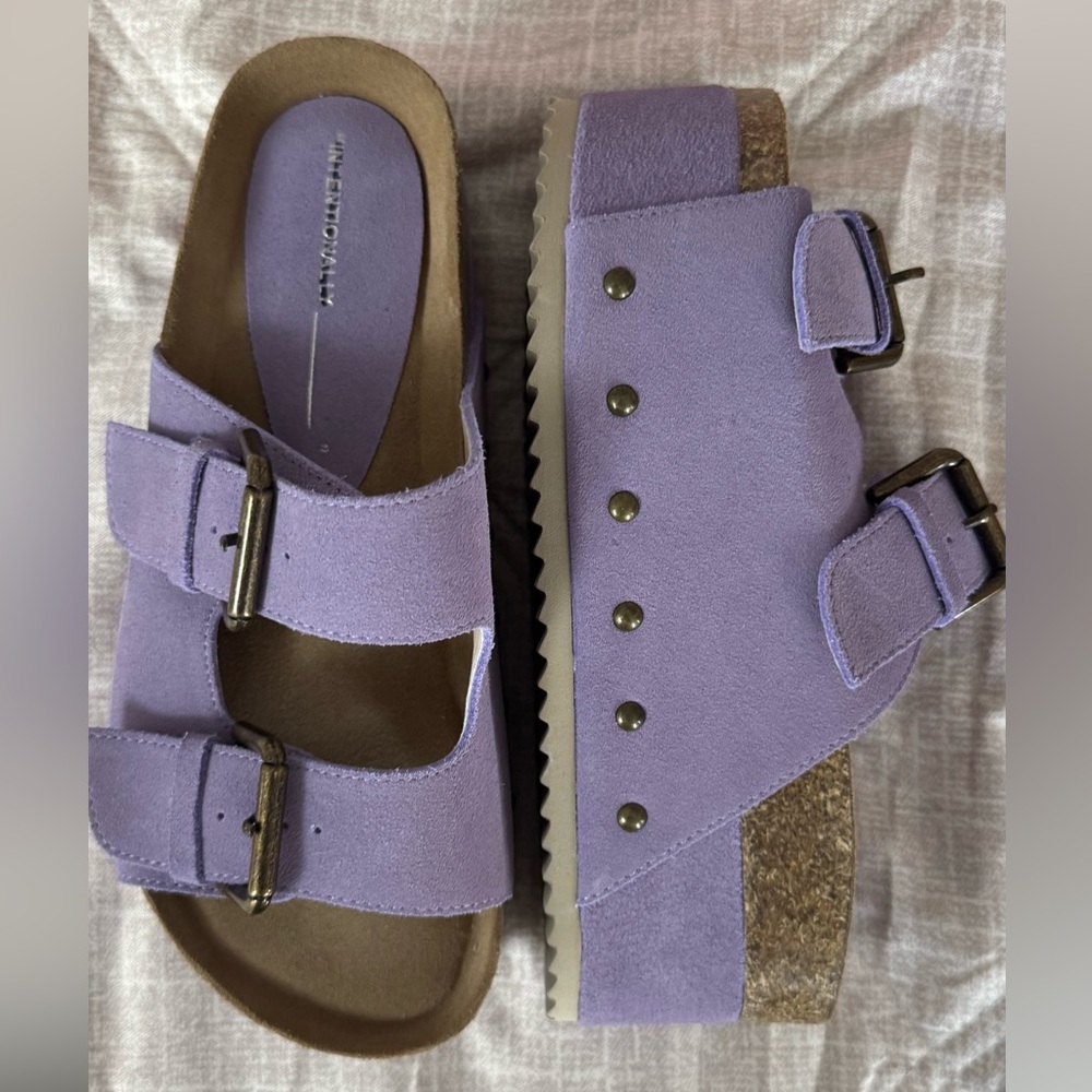 Free People/Intentionally Blank Rule Breaker Sandal Lavender Suede-Purple - Picture 5 of 8
